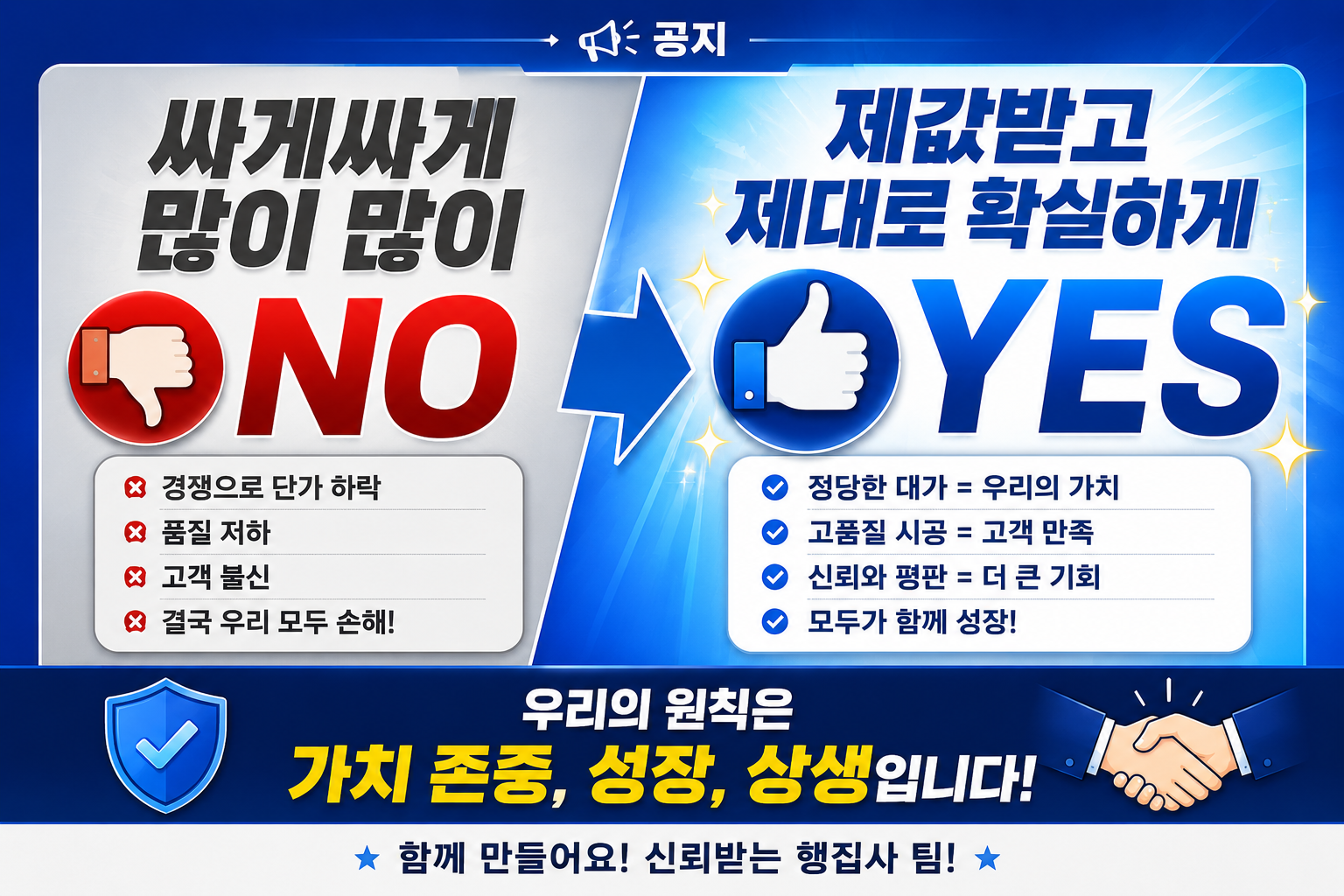 공지 - 제값받고 제대로 확실하게
